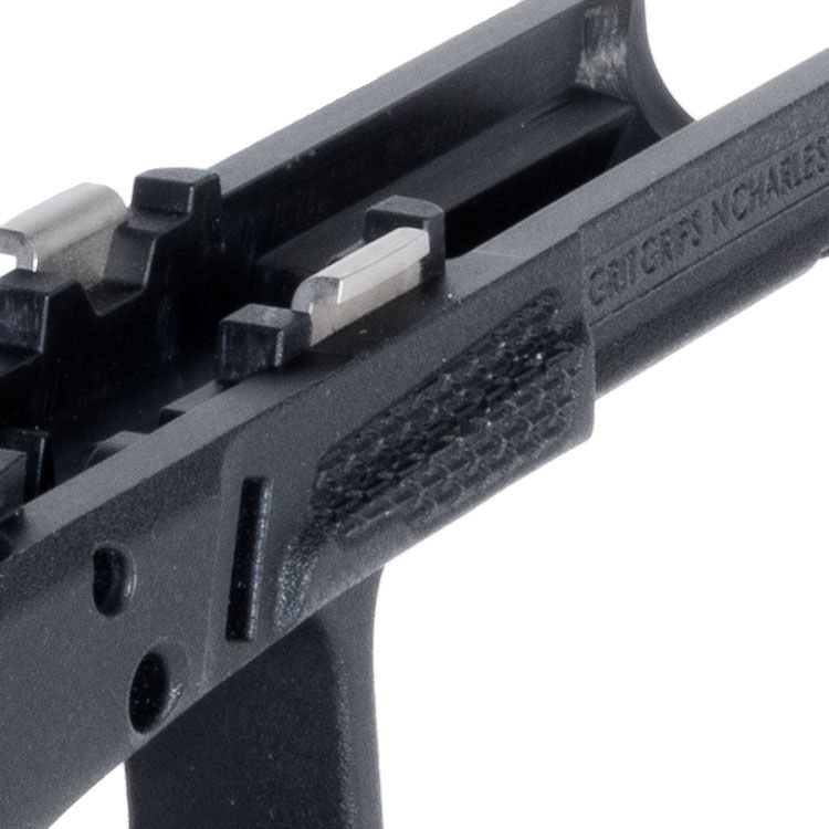 Angled, textured accelerator pad to help manage recoil.